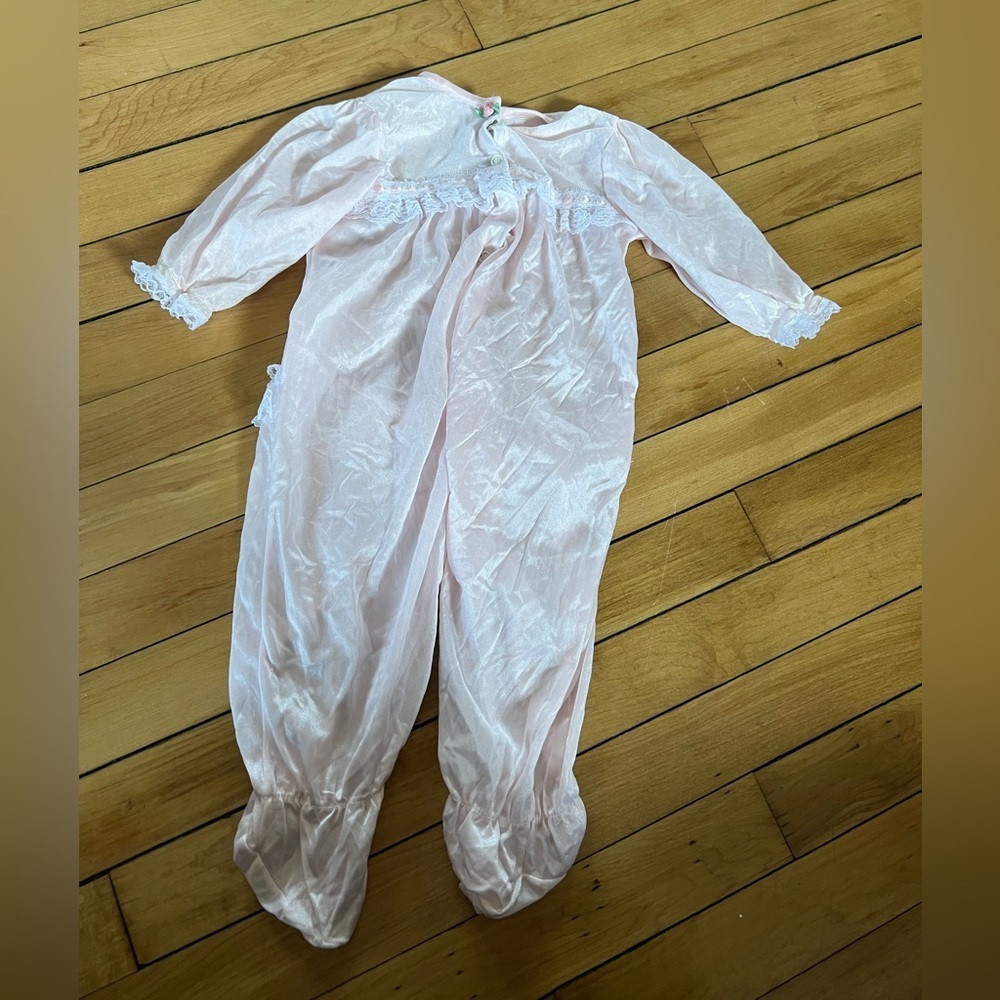 Moonbeams baby vintage pale pink‎ floral one piece pajama sleeper